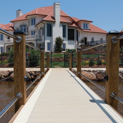 VEKAdeck Dock in Khaki with Almond Trim