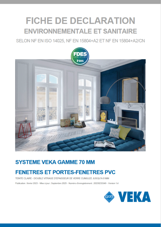  FDES Fenêtres et portes-fenêtres PVC VEKA standard teinte claire 8mm