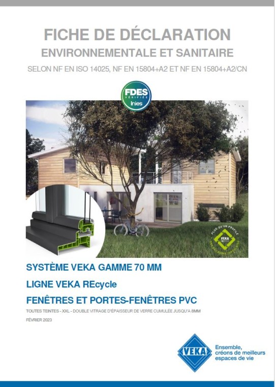 FDES Fenêtres et portes-fenêtres PVC ligne VEKA REcycle 70% teinte foncée XXL 8mm