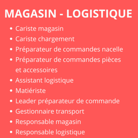 Liste de métiers de la logistique chez VEKA