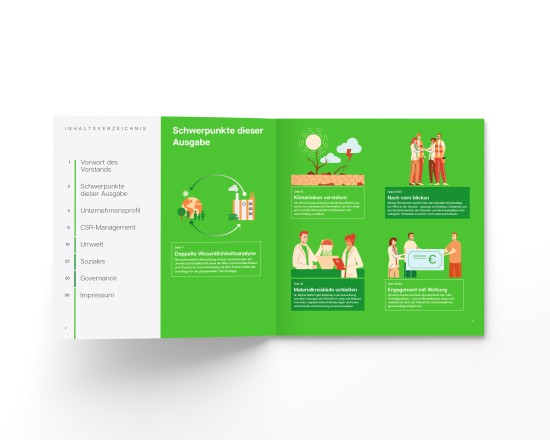Aufgeschlagenes CSR Booklet Enkelgerecht 2024
