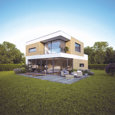 Haus mit Kunststoff-Fassade