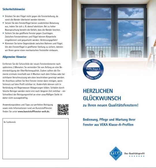 Flyer Pflege und Wartung