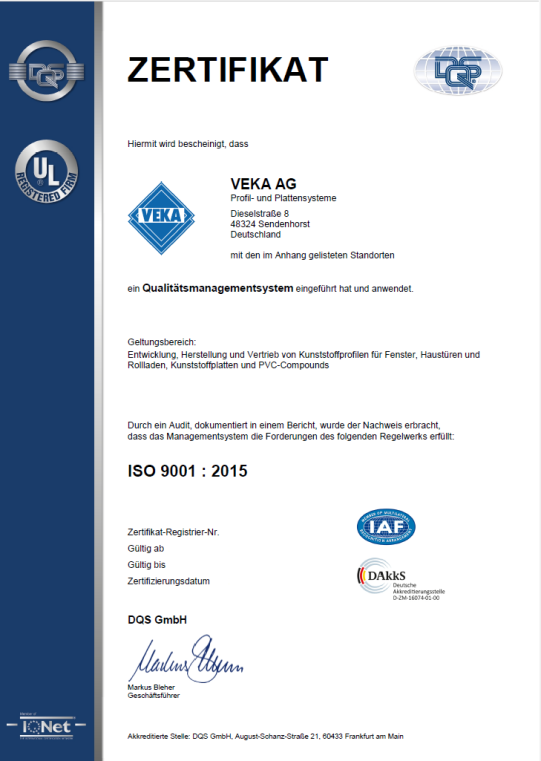 DIN ISO 9001 Zertifikat