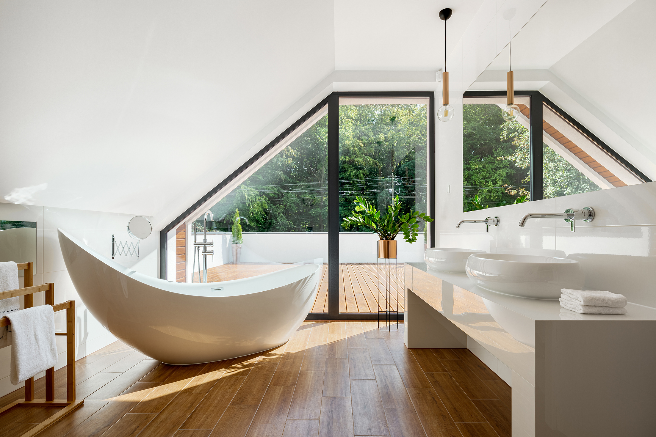 VEKA SOFTLINE 76 MD window installation in a bright bathroom interior