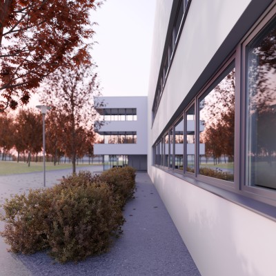 budynek z oknami VEKA PURE 82