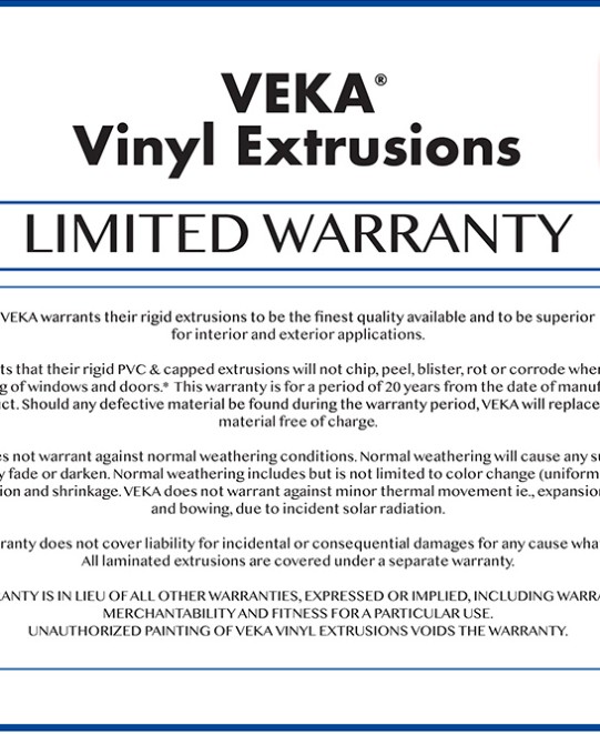 VEKA Extrusions Warranty