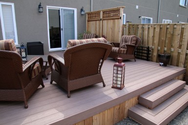 VEKAdeck decking solution in walnut