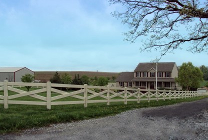 American ranch with fence in Almond