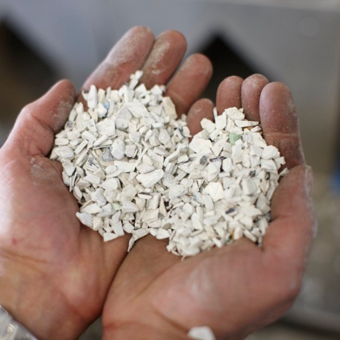 PVC granules during the recycling process