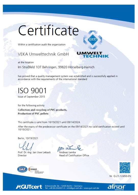 Zertifikat ISO 9001 - EN