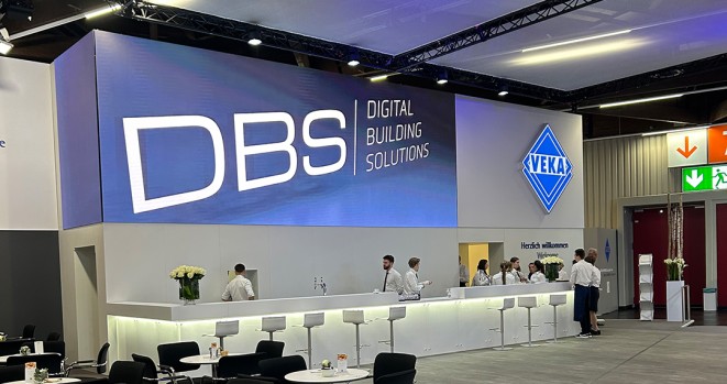 The VEKA booth with large DBS LED Banner at Fensterbau Frontale 2024