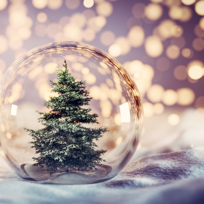 Christmas tree in a snow globe