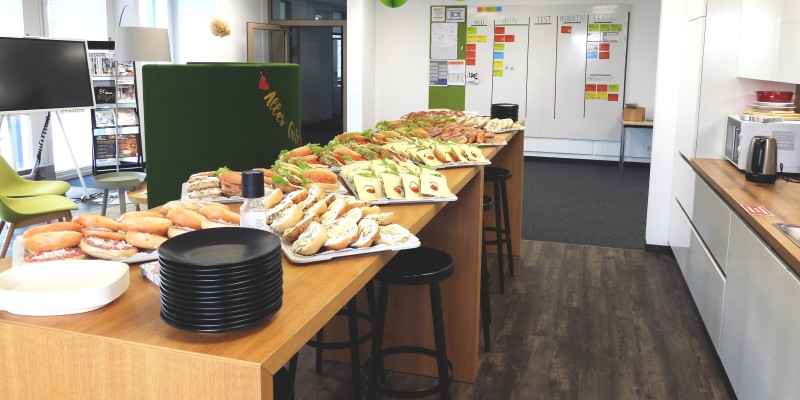Frühstücksbuffet bei der Verabschiedung von Thomas