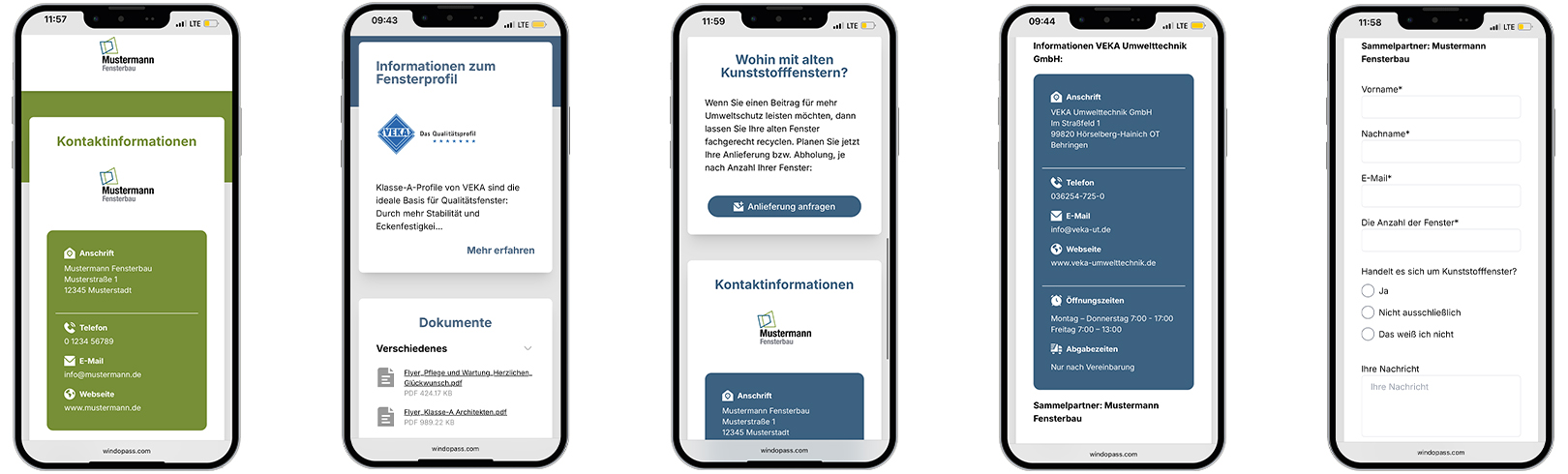 Screenshots FensterPass App